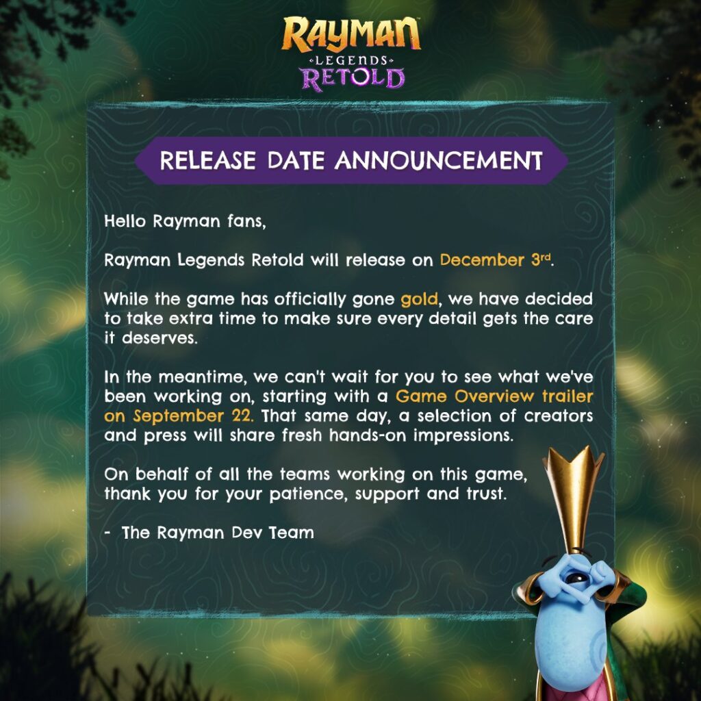 Rayman Legends Retold has been delayed to December