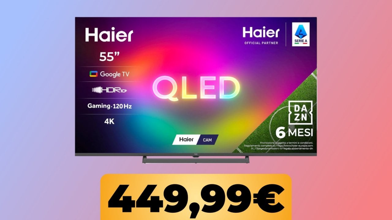 Il televisore Haier H6 QLED da 55" scende al minimo storico su Amazon