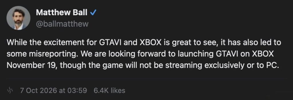 Xbox quashes rumours it had exclusive GTA 6 streaming rights